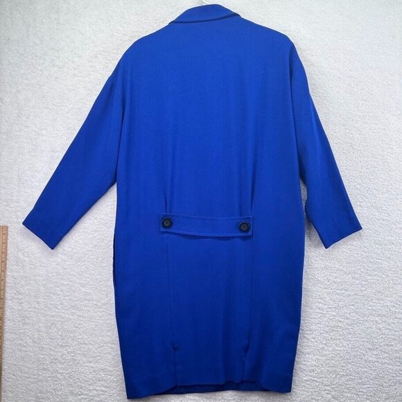 Vintage Liz Claiborne Dress Womens Size 12 Royal Blue Button Up Coat Pockets - Picture 3 of 7
